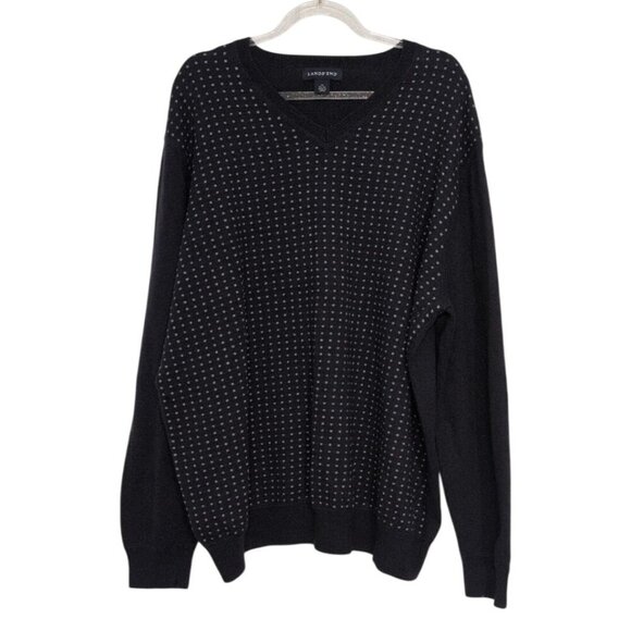 Lands' End Other - Lands End Cotton Cashmere Sweater Mens Size XL Blue Geometric V Neck Pullover